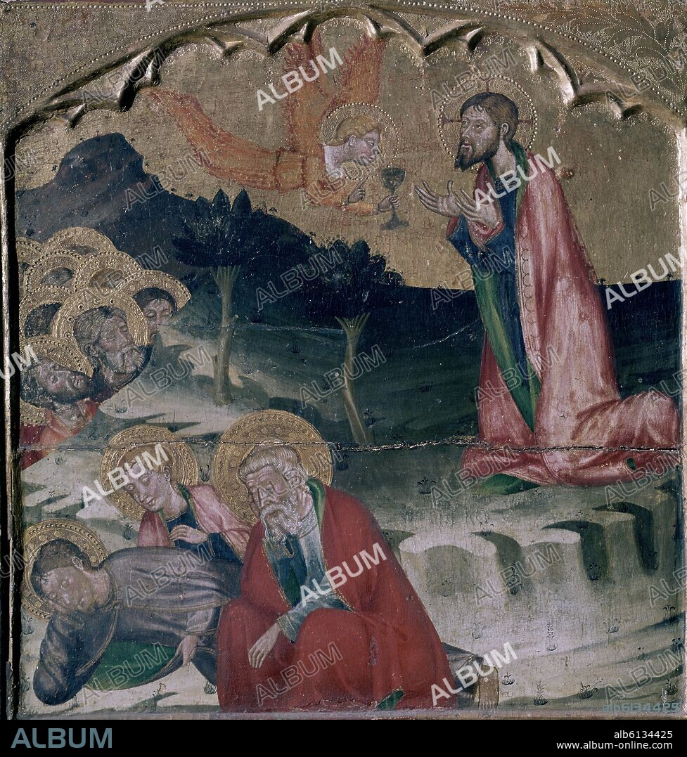 MAESTRO DE RUBIO. ORACION EN EL HUERTO-S XIV-PINTURA GOTICA-ESCUELA CATALANA-PINTURA SOBRE TABLA.