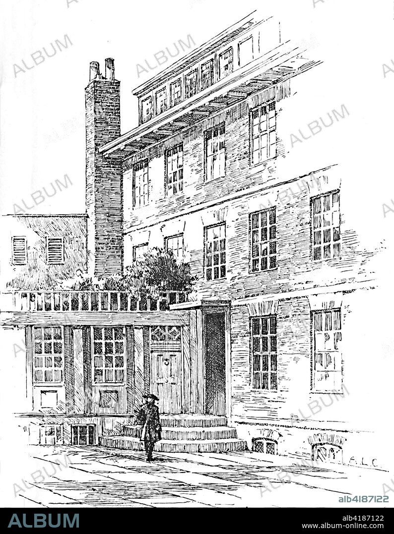 'Johnson's House, No. 8 Bolt Court, Fleet Street', 1907. From The Life of Samuel Johnson, Vol. II by James Boswell. [Sir Isaac Pitman & Sons, Ltd., London, 1907].