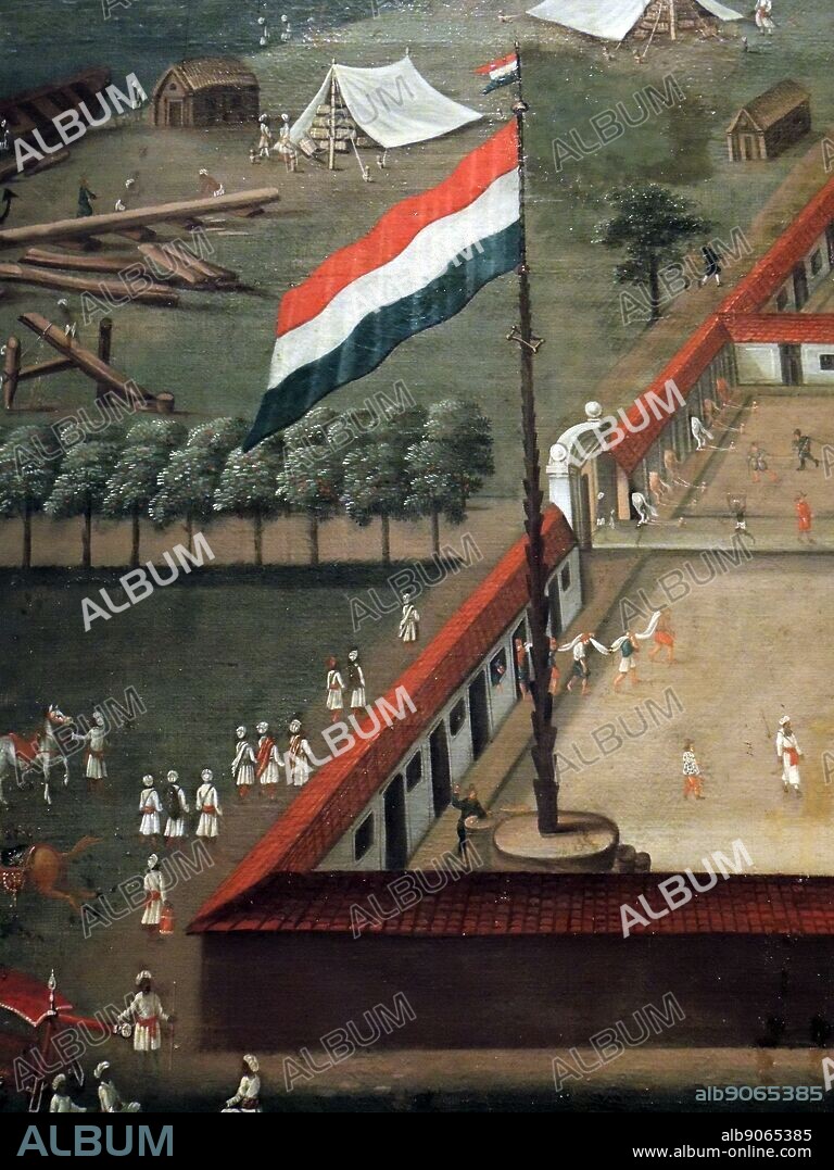 Detail of The Trading Post of the Dutch East India Company in Hooghly 1665. Commissioned by Pieter Sterthemius.