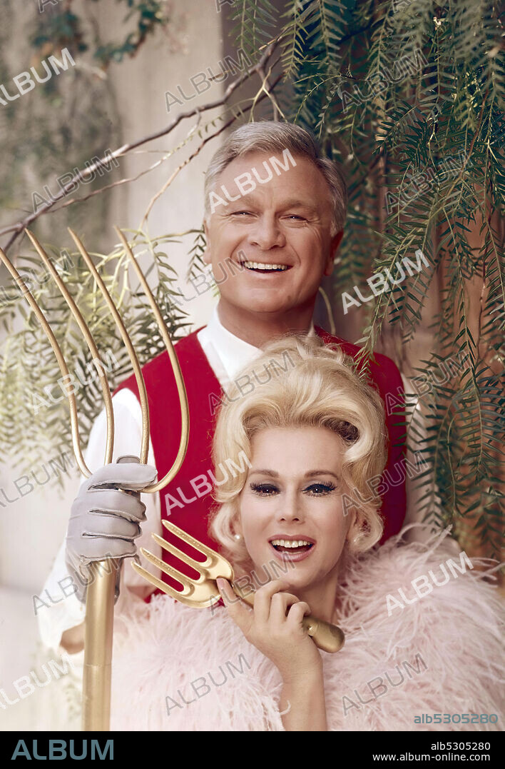 EDDIE ALBERT and EVA GABOR in GREEN ACRES, 1965, directed by RICHARD L. BARE. Copyright CBS-TV.