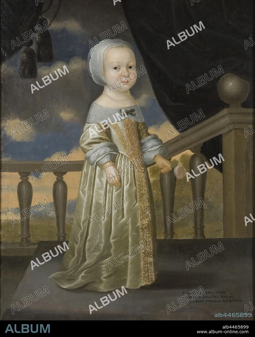 Attributed to Julius Strachen, Princess Kristina Sabina, Kristina Sabina, 1643-44, Princess of Holstein-Gottorp, painting, portrait, Oil on canvas, Height, 114.5 cm (45 inches), Width, 89 cm, (35 inches), Depth, 4.5 cm (1.7 inches).