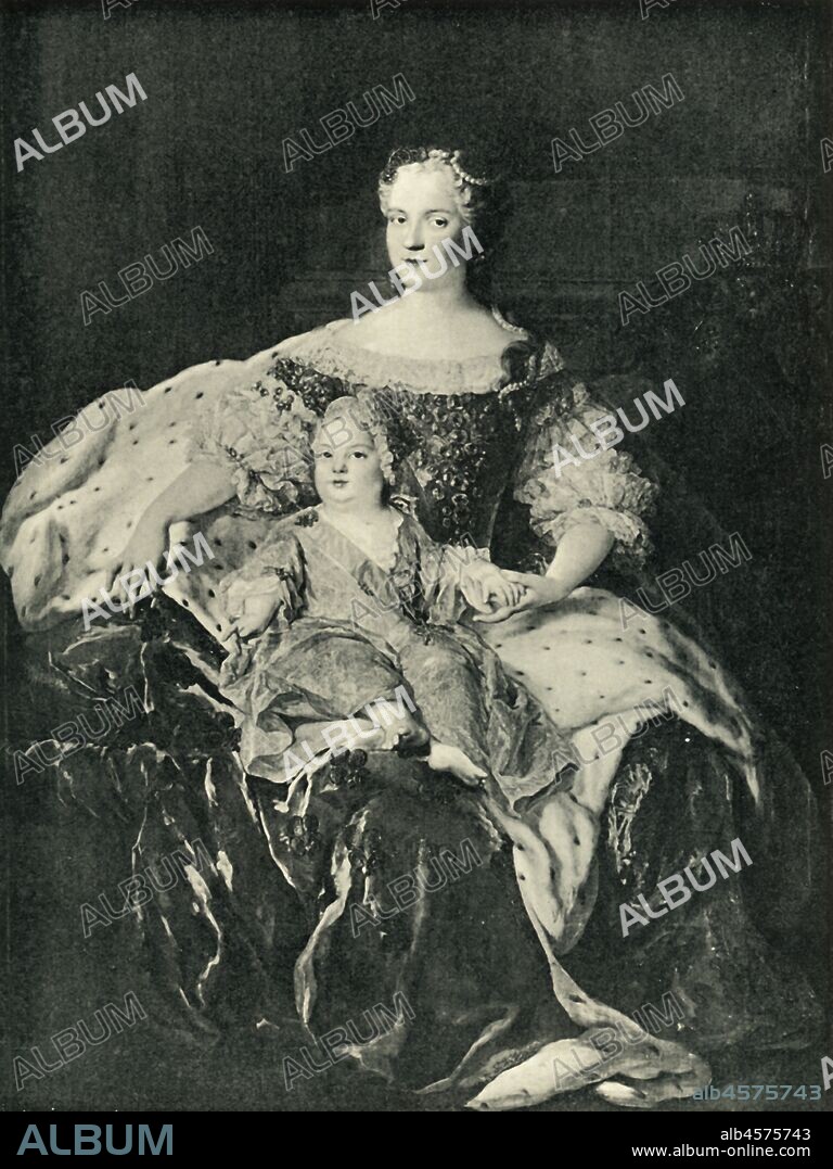 Maria Leszczynska and the Dauphin, c1730, (1903). 'Marie Leckzinska et Le Dauphin'. Portrait of Queen Maria Leszczynska of France (1703-1768) and her infant son Louis (1729-1765), the Dauphin. Louis is wearing girl's clothes, as was common for boys at the time. After a portrait by Alexis Simon Belle, in the collection of the palace of Versailles, France. From "La Revue De L'Art Ancien et Moderne" - Volume XIV, July-December 1903, [Paris, 1903].
