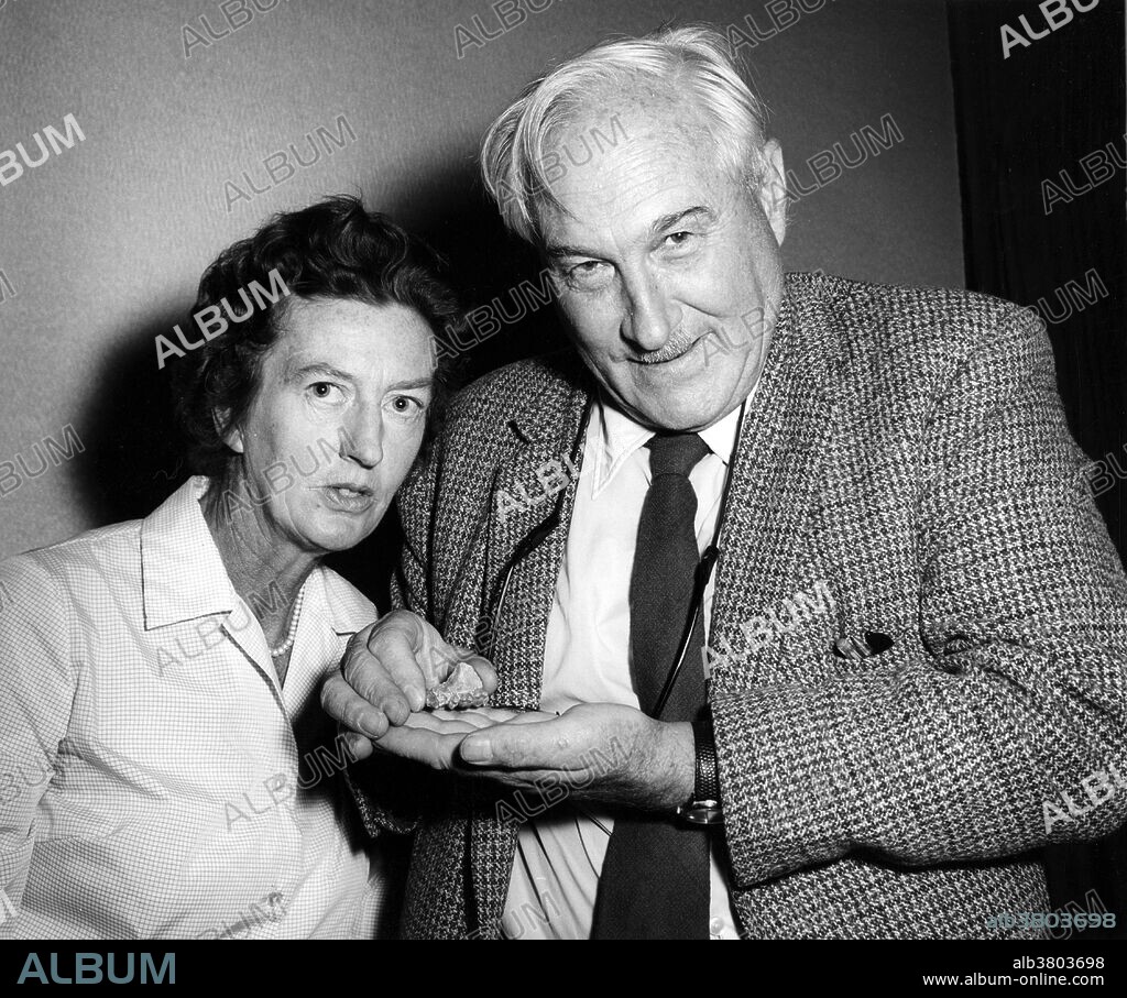 Editorial use only . Mary Douglas Nicol Leakey (February 6, 1913 - December 9, 1996) was an English archaeologist and anthropologist, who discovered the first fossilized Proconsul skull, an extinct ape now believed to be ancestral to humans, and also discovered the robust Zinjanthropus boisei skull ( AKA Australopithecus boisei, now classified as Paranthropus boisei) at Olduvai Gorge. She died in 1996 at the age of 83. Louis Seymour Bazett Leakey (August 7, 1903 - October 1, 1972) was a Kenyan archaeologist and naturalist whose work was important in establishing human evolutionary development in Africa, particularly through his discoveries in the Olduvai Gorge. In natural philosophy he asserted Darwin's theory of evolution unswervingly and set about to prove Darwin's hypothesis that humans arose in Africa. In 1972 he suffered a heart attack and died at the age of 69.