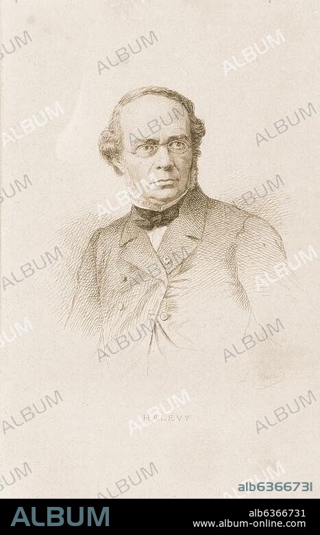 Halévy, Jacques François Fromental Élie; French composer; Paris 27.5.1799 - Nice 17.3.1862. "HALÉVY". Etching by Léopold Massard (1812-1889). aft. photograph from c. 1860/61. From: F.Clément, Les musiciens célèbres, Paris (L.Hachette et Cie.) 1868, p. 482. Berlin, Sammlung Archiv für Kunst und Geschichte.