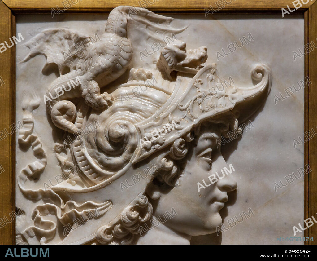 "Alexander the Great", 1485, by Francesco di Simone Ferrucci (1437 - 1493)and Andrea Del Verrocchio (1435-1488), marble. Detail.