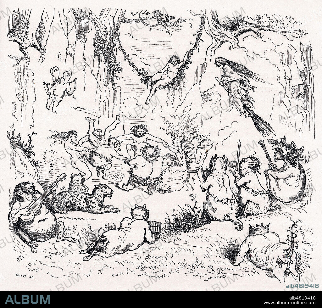 Lutins, Follets et sylphes ou le petit peuple de la foret. Illustration de 1876 par Gustave DORE (1832-1883) pour Mythologie du Rhin par SAINTINE (1798-1865). Credit : Coll. Jonas/KHARBINE-TAPABOR.