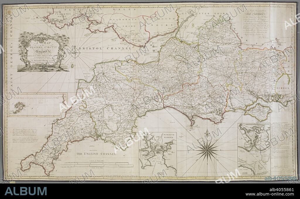 B DONNE. A map of the Western Circuit of England, containing the Counties of Cornwall, Devon, Dorset, Somerset, Wiltshire and Hampshire. A MAP of the WESTERN CIRCUIT OF England Containing the Counties of CORNWAL, DEVON, DORSET, SOMERSET, WILTS, & HANTS. Geo-hydrographically Delineated on a Scale of a Quarter of an Inch to a Mile. [Bristol] : Published by Benj.n Donne, Bristol, as the Act directs April 30. 1784. Sold in London by M.r Phillips, George Yard, Lombard Street, M.r Wilkinson, Cornhill & M.r Faden, Charing Cross, [April 30. 1784]. 1784. Source: Maps K.Top.6.66.2.TAB. Language: English.