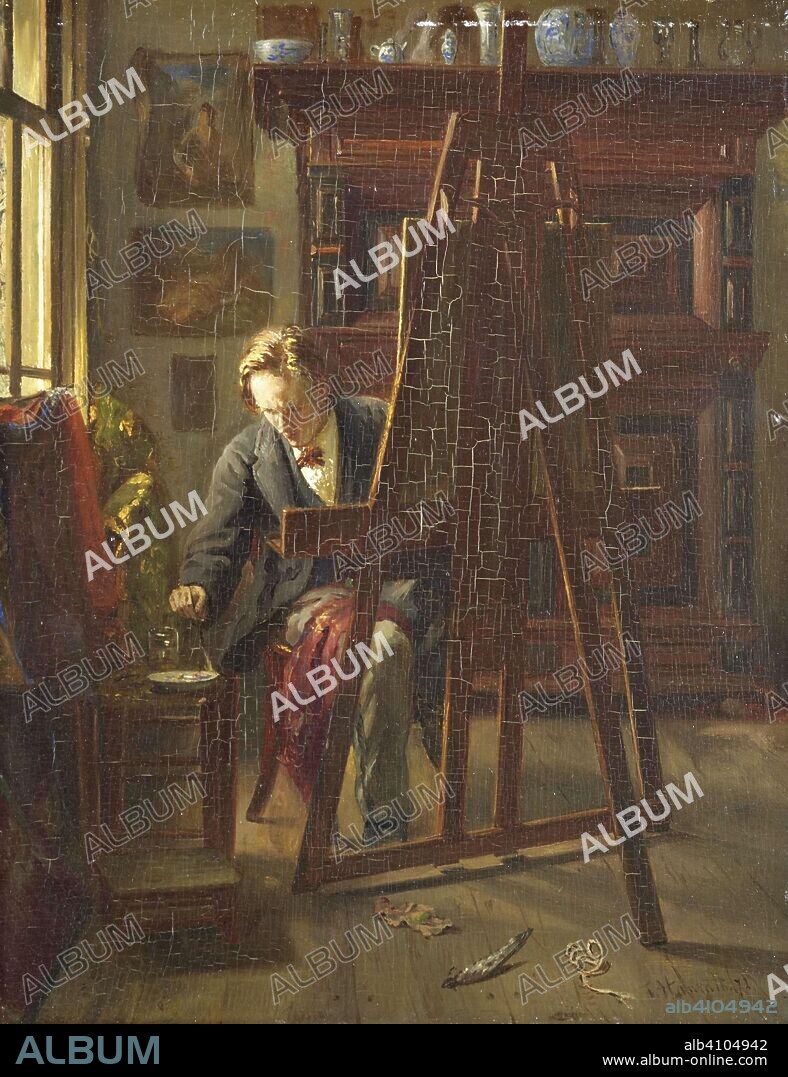 THEO HANRATH. The Artist George Jan Hendrik Poggenbeek in His Studio. Dating: 1872. Place: Netherlands. Measurements: h 29.9 cm × w 23.4 cm; d 5.3 cm.