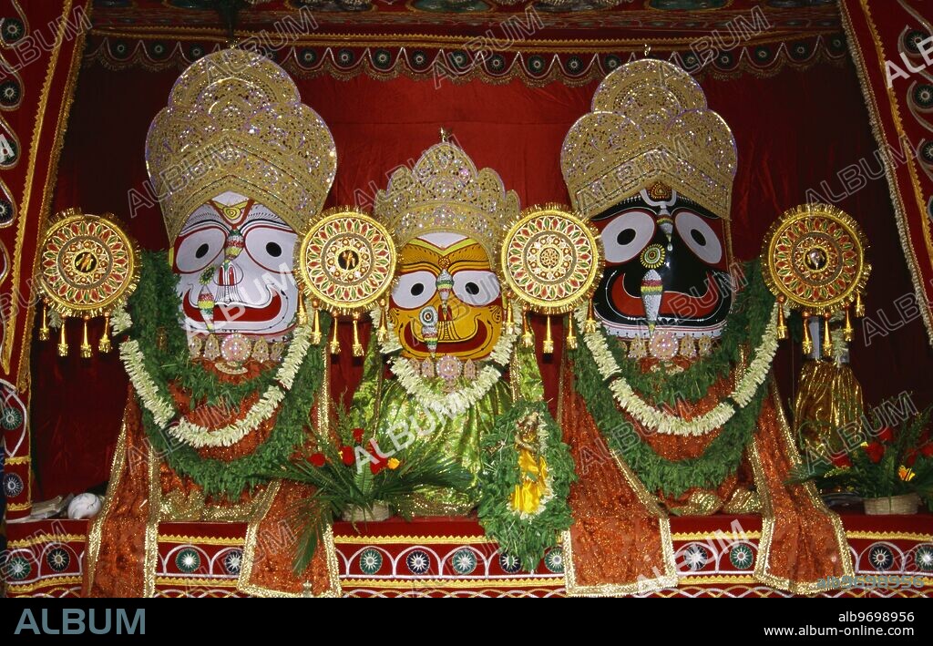 Lord Jagannath sister Subhadra and brother Balaram - Orissa - India.