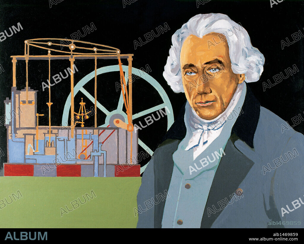 JAMES WATT (1736-1819). Mecánico e inventor escocés. En 1783 concibió la máquina de doble efecto, en la que el vapor se inyectaba alternativamente por las dos caras del cilindro.