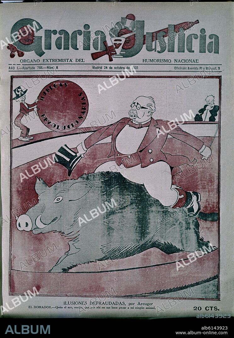 GERARDO FERNANDEZ DE LA REGUERA 1881-1937 AREUGER. GRACIA Y JUSTICIA - 1931 - CARICATURAS DE LA II REPUBLICA.
