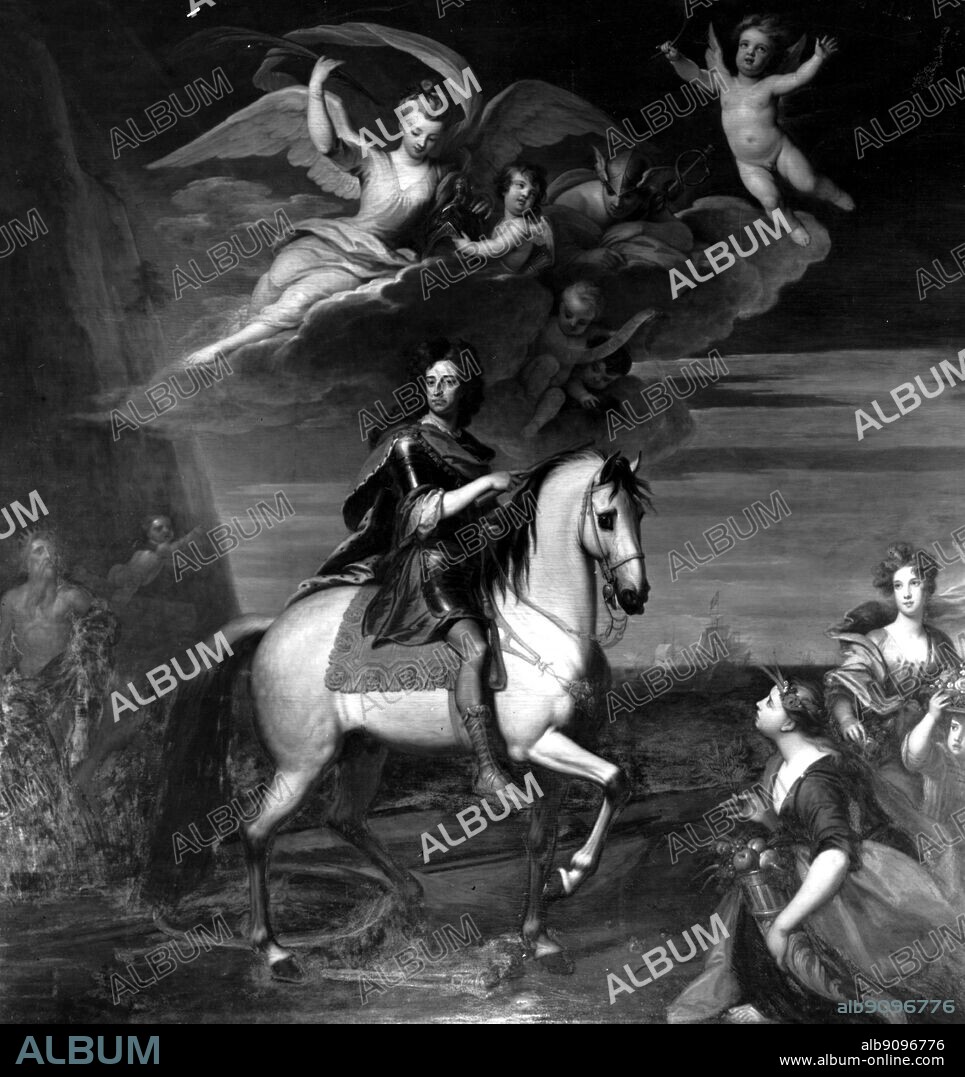 Elizabeth Barry offers a cornucopia to William III.