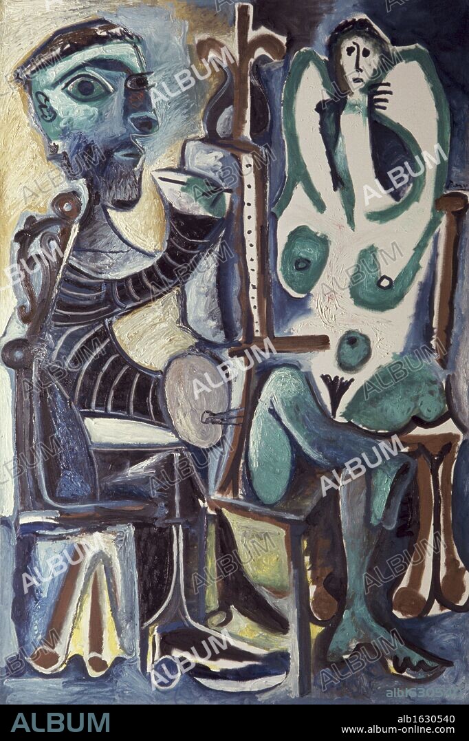 Painter and His Model by Pablo Picasso, Oil painting, 1963, 1881-1973, Collection of Michel Leiris.