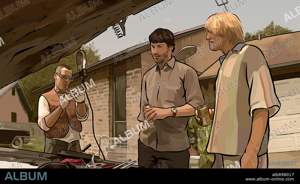 KEANU REEVES, ROBERT DOWNEY JR. and WOODY HARRELSON in A SCANNER DARKLY, 2006, directed by RICHARD LINKLATER. Copyright WARNER INDEPENDENT PICTURES.