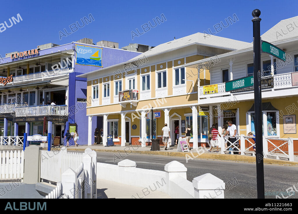 Stores on Harbour Drive, George Town, Grand Cayman, Cayman Islands, Greater Antilles, West Indies, Caribbean, Central America.