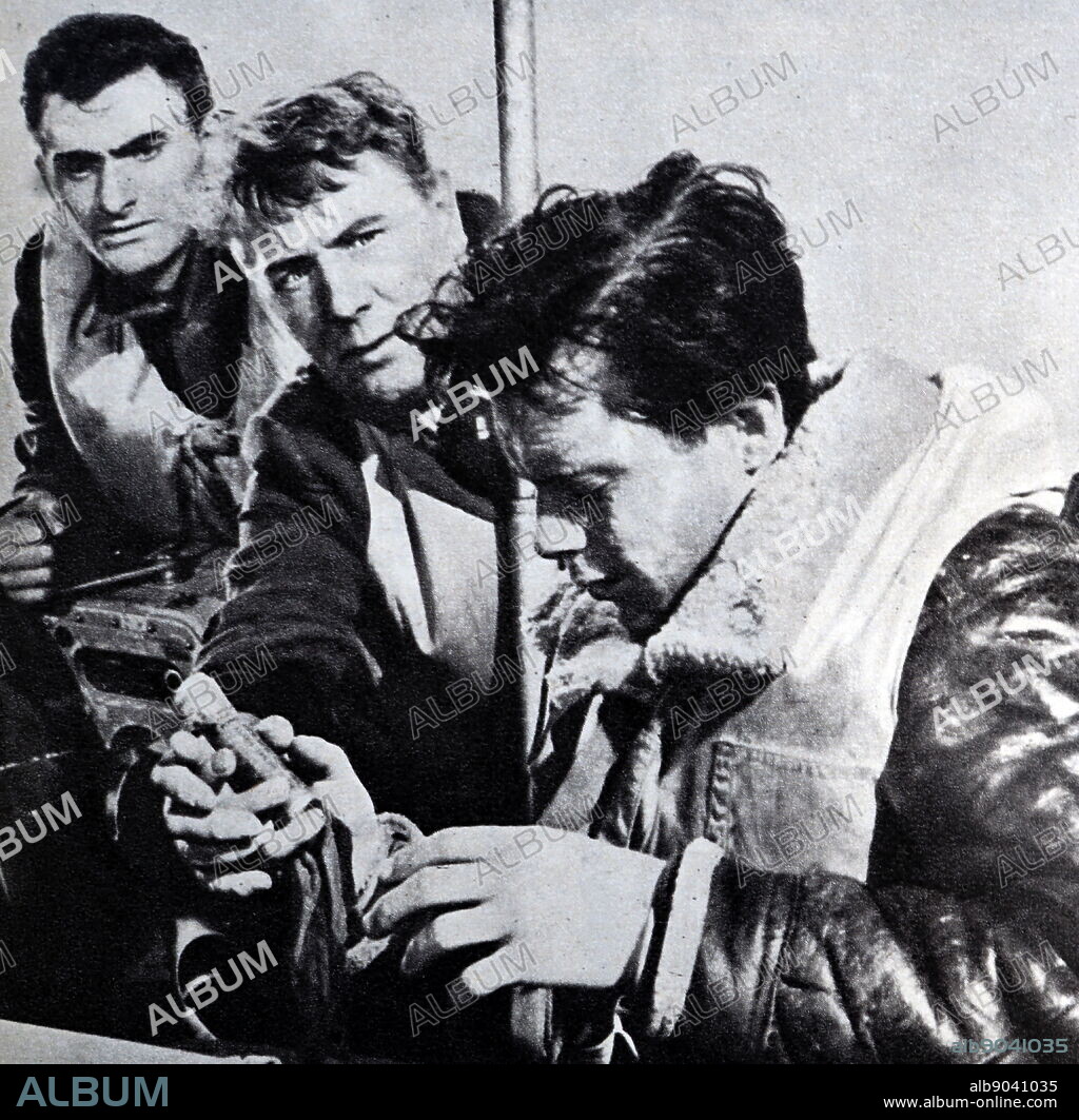 Film still from 'The Sea Shall Not Have Them' starring Michael Redgrave, Dirk Bogarde, Anthony Steel and Nigel Patrick.