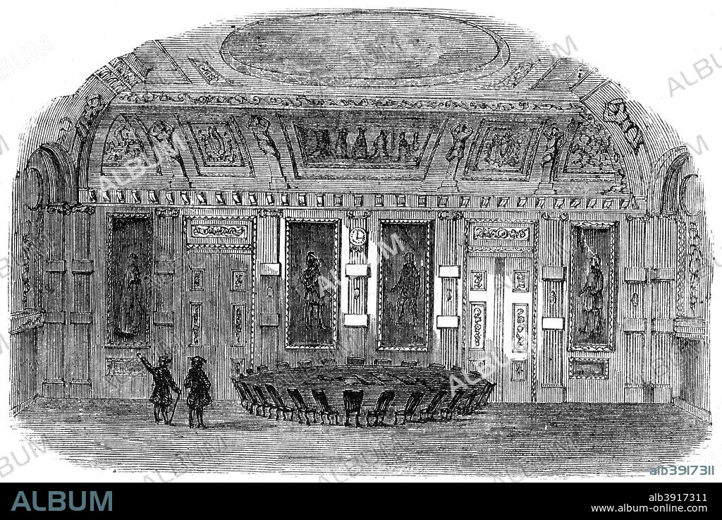 The Council Chamber at The Hague, Netherlands, 19th century. From Cassell's Illustrated History of England, Volume IV, published by Cassell, Petter, Galpin and Co (London, Paris and New York, 19th century).