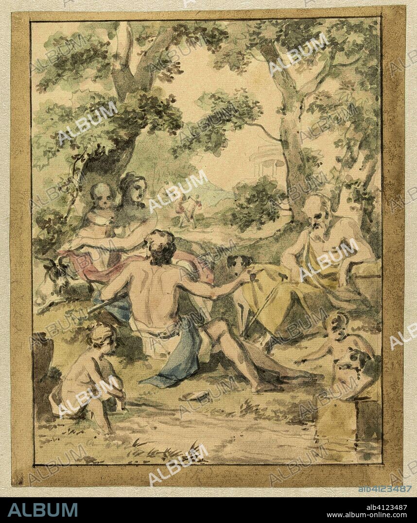 A happy Arcadian Family. Draughtsman: Jurriaan Andriessen. Dating: c. 1752 - c. 1819. Measurements: h 240 mm × w 197 mm.