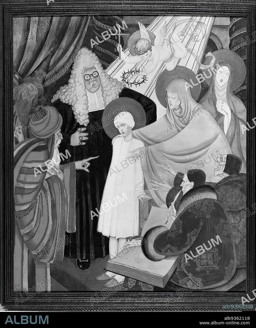 Christ in the Temple, Paul Thevenaz, Swiss, 1891-1921, Watercolor, 1918, Image: 3 1/16 x 2 11/16 in., 7.9 x 6.9 cm.