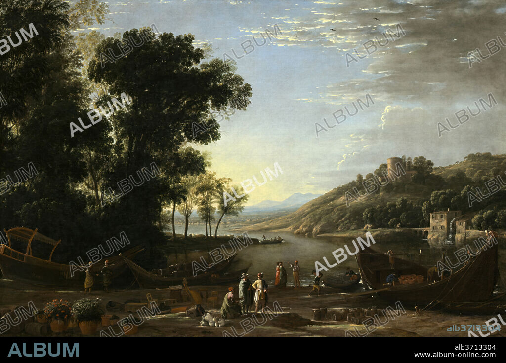 CLAUDE LORRAIN. Landscape with Merchants. Dated: c. 1629. Dimensions: overall: 97.2 x 143.6 cm (38 1/4 x 56 9/16 in.). Medium: oil on canvas.