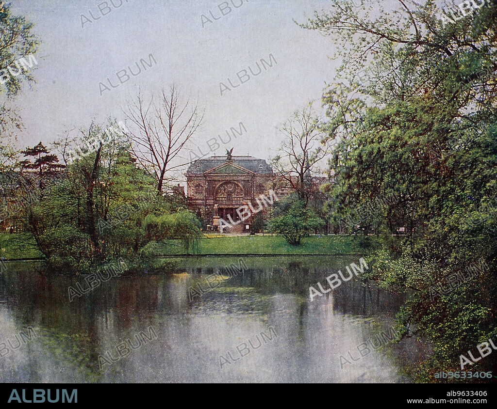 The Landskrone with the Kunsthalle in Düsseldorf in 1910, North Rhine-Westphalia, Germany, photograph, digitally restored reproduction of an original artwork from the early 20th century, exact original date unknown.