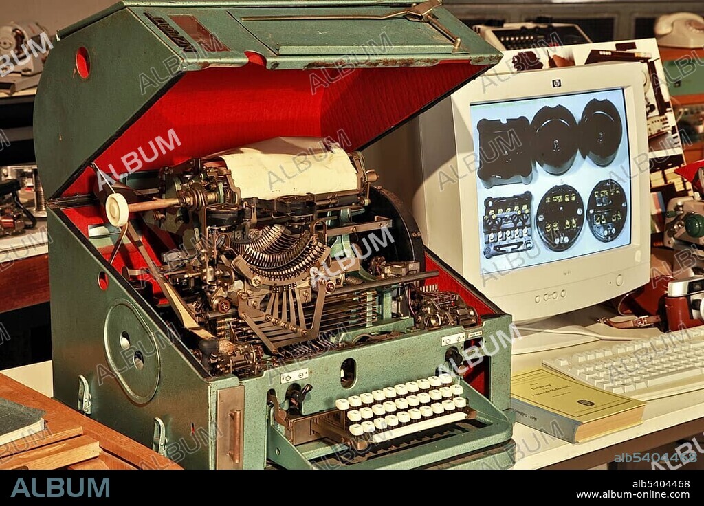 Lorenz teleprinter, Radom, Technology Museum, Raisting earth station, Upper Bavaria, Bavaria, Germany, Europe.