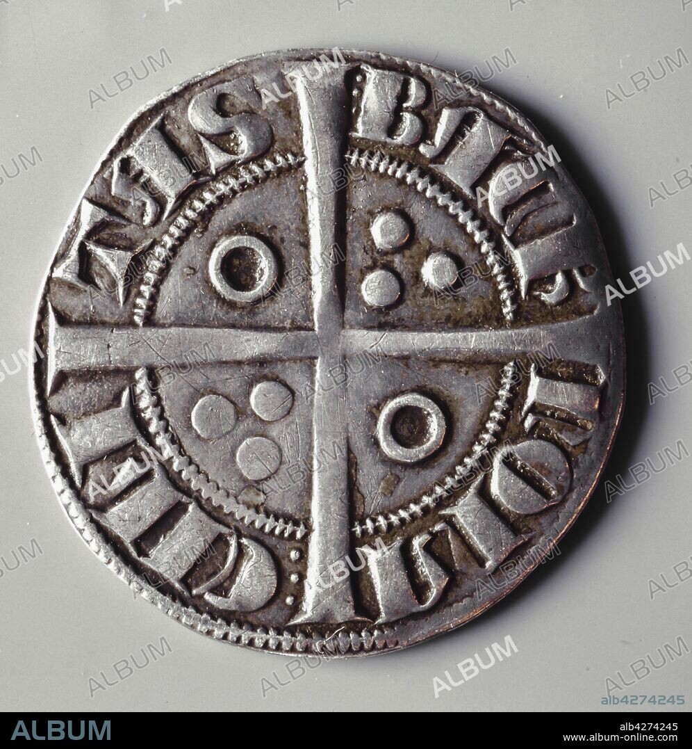 Croat, moneda de plata de Pedro II el Grande, acuñada en Barcelona, siglo XIII.