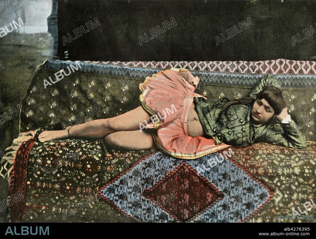 'Persane Dans Le Harem', (Persian in the Harem), 1900. The Harem is a domestic space reserved for the women of the house in a Muslim family. From "Autour du Monde - Fascicule VIII". [L. Boulanger, Paris, 1900 ].