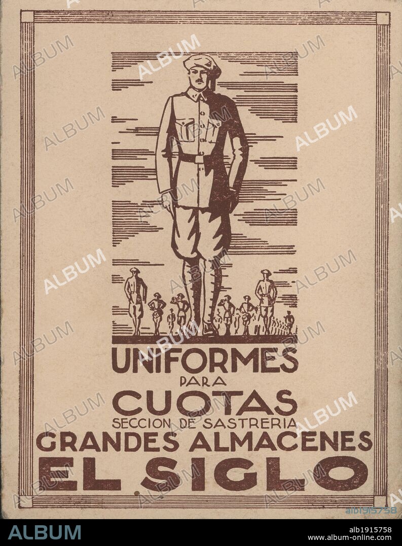 Publicidad de Uniformes para cuotas, de los Grandes Almacenes El Siglo. Barcelona, años 1930.