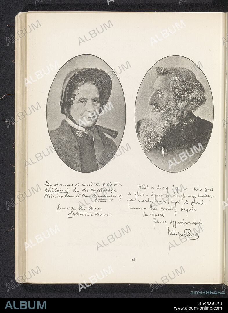 Two portraits of William Booth and Catherine Booth, Elliott & Fry, anonymous, c. 1881 - in or before 1891, paper, height 252 mm × width 176 mm.