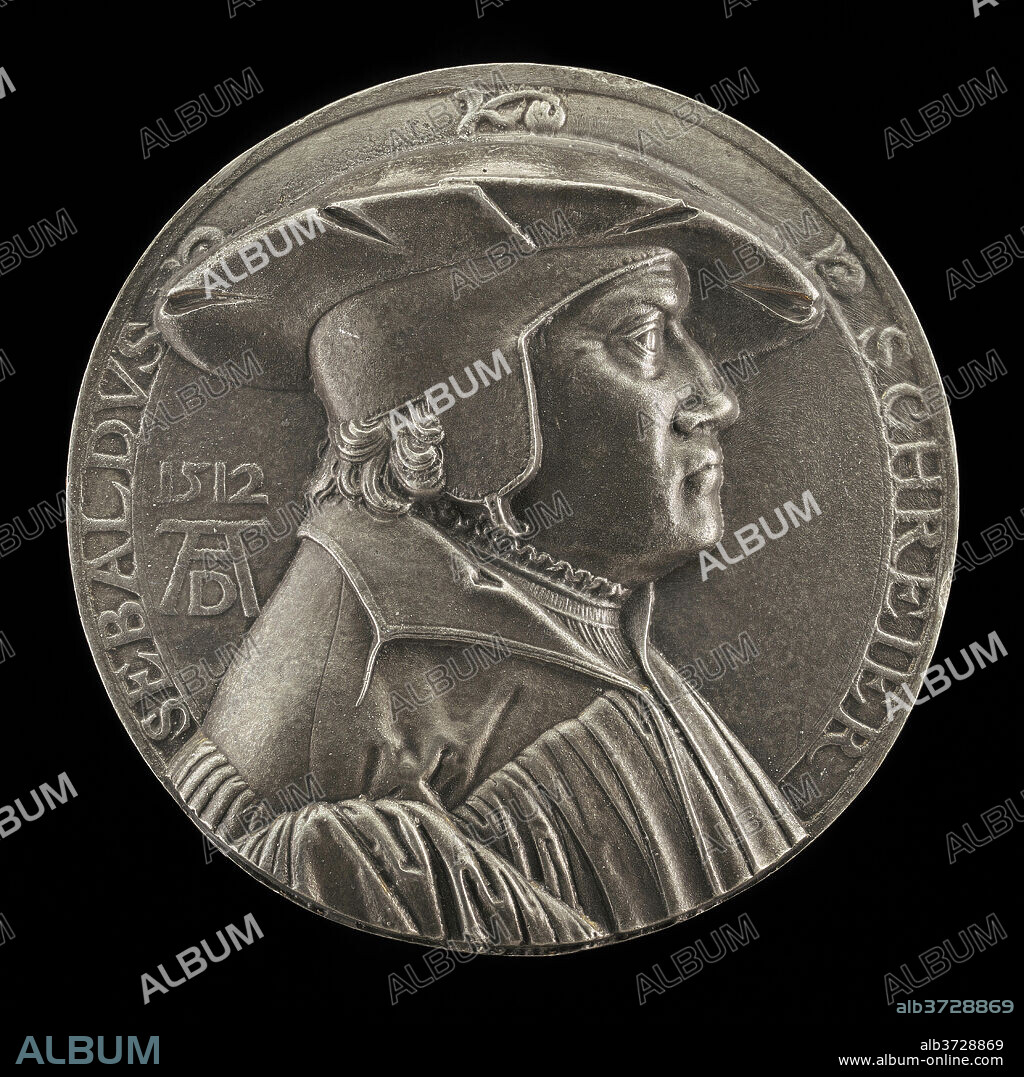 ATTRIBUTED TO JOHANN WILHELM SOMMER OR PSEUDO DURER. Sebald Schreyer, 1446-1520, Humanist. Dated: 19th century. Dimensions: overall (diameter): 9.47 cm (3 3/4 in.)  gross weight: 135.47 gr (0.299 lb.). Medium: lead//Cast hollow.