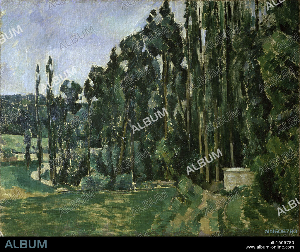 PAUL CÉZANNE. The Poplar Trees  c. 1879-1882  Paul Cezanne (1839-1906 French)  Musee d'Orsay, Paris, France.
