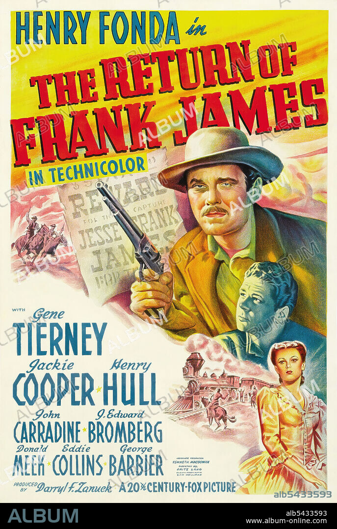 HENRY FONDA en LA VENGANZA DE FRANK JAMES, 1940 (THE RETURN OF FRANK JAMES), dirigida por FRITZ LANG. Copyright 20TH CENTURY FOX.
