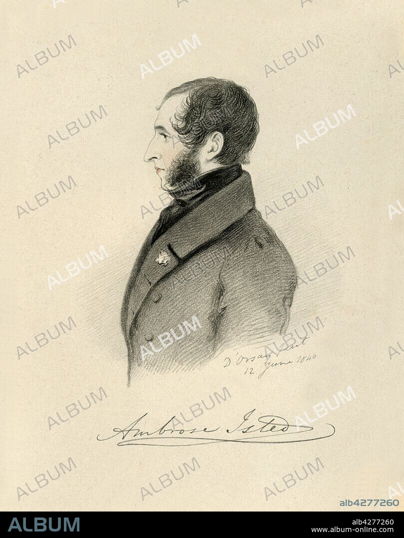 RICHARD JAMES LANE. 'Ambrose Isted', 1840. From "Portraits by Count D'Orsay", an album assembled by Lady Georgiana Codrington. [1850s].