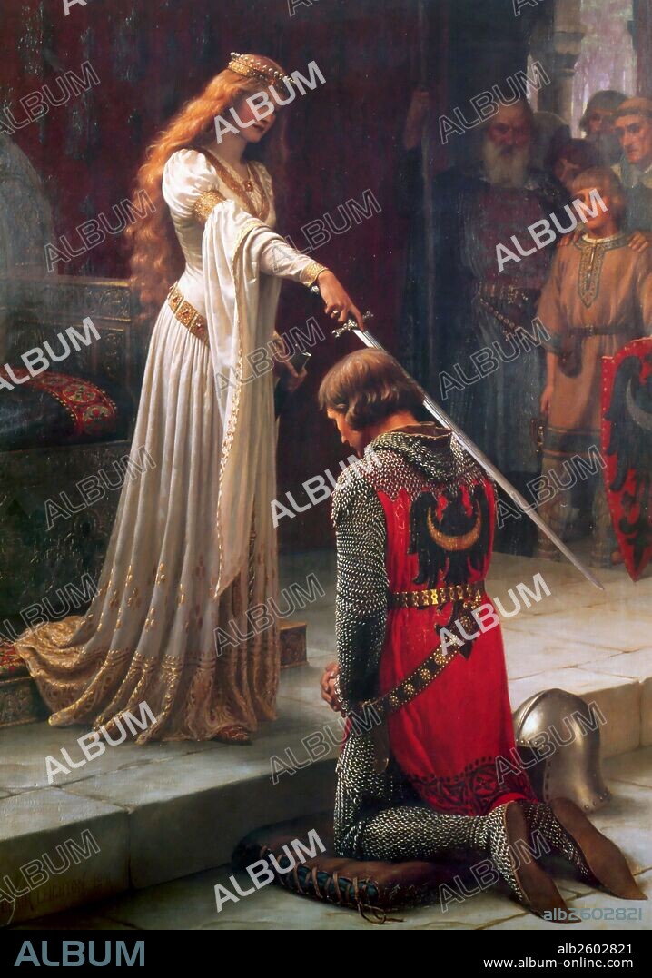The Accolade by Lord Leighton. Edmund Blair Leighton (1852 –1922) was an English painter of historical genre scenes, specializing in Regency and medieval subjects.