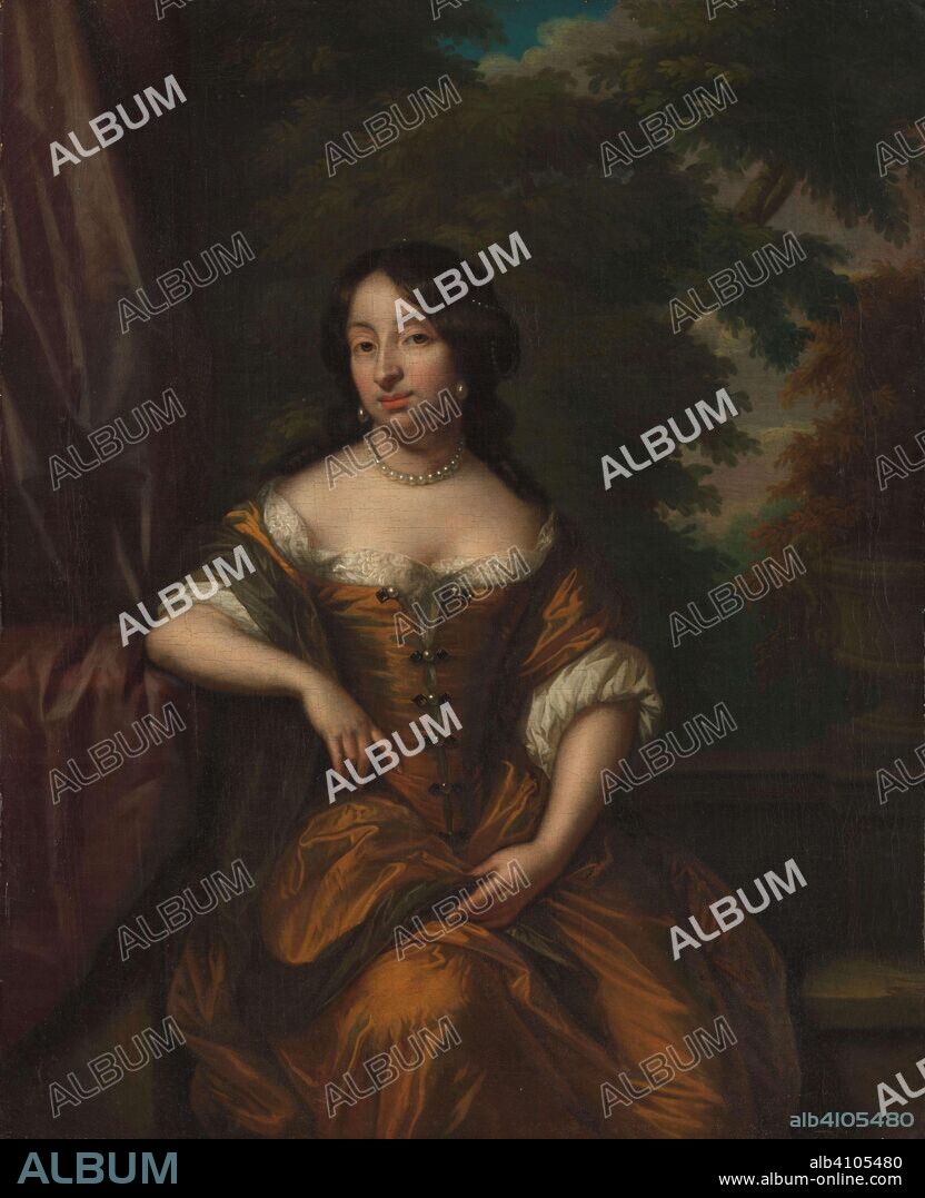 CASPAR NETSCHER (COPY AFTER) and PHILIP VAN DIJK. Portrait of Anna Maria Hoeufft 91646-1715), wife of Jan Boudaen Courten. Dating: 1690 - 1753. Measurements: h 49 cm × w 40 cm; d 7 cm.