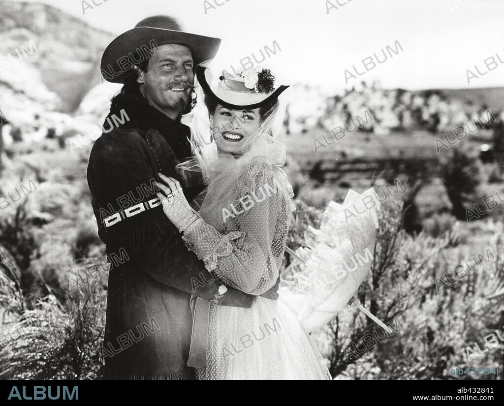 JOEL MCCREA and MAUREEN O'HARA in BUFFALO BILL, 1944, directed by WILLIAM A. WELLMAN. Copyright 20TH CENTURY FOX.