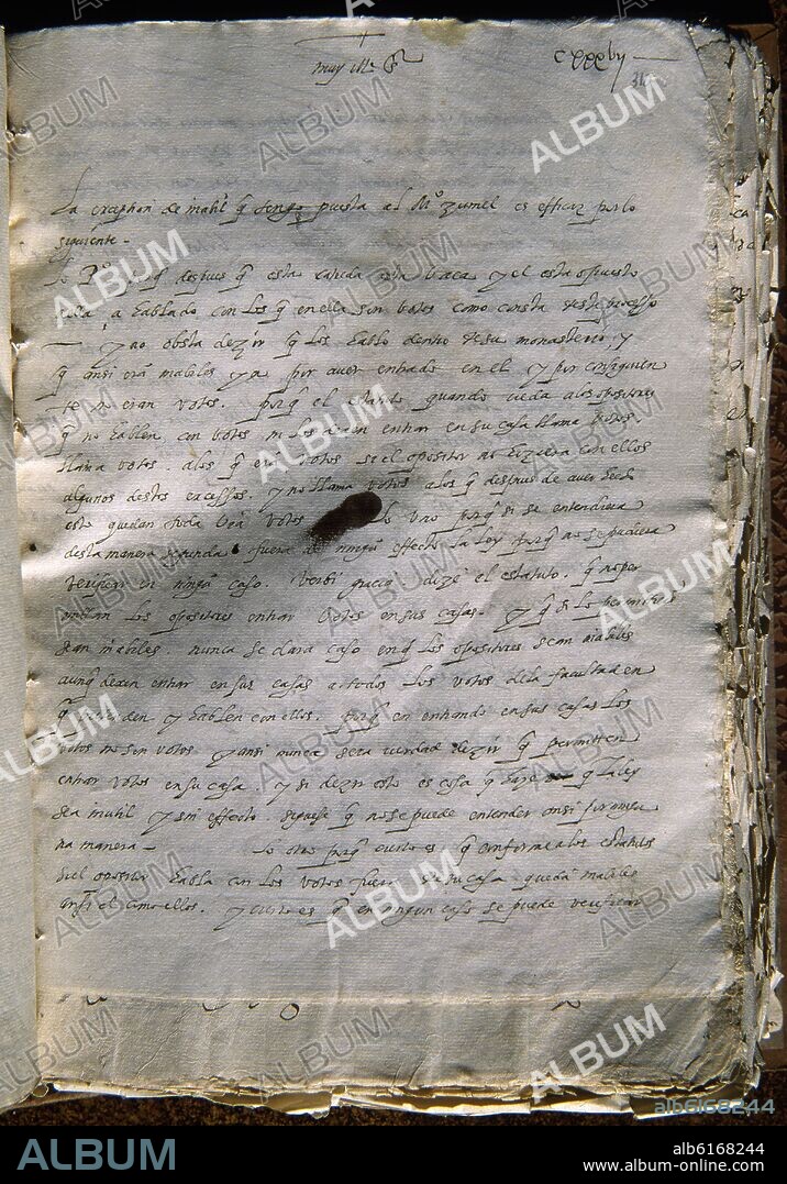 FRAY LUIS DE LEON (1527-1591). MANUSCRITO SOBRE TEOLOGIA-S XVI-PAGINA 310-.