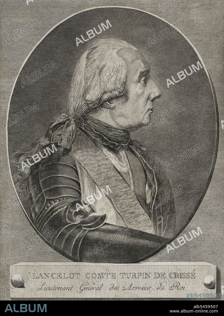 MICHEL PICQUENOT (1747-1814). FRENCH ENGRAVER.. Lancelot Turpin de Crissé (conde Turpin de Crissé) (1716-1793). Militar y escritor francés. Retrato. Grabado por Picquenot. "Commentaires de César, avec des notes historiques, critiques et militaires" por el conde Turpin de Crissé. Tomo I. Obra publicada en Montargis y vendida en París, 1785.