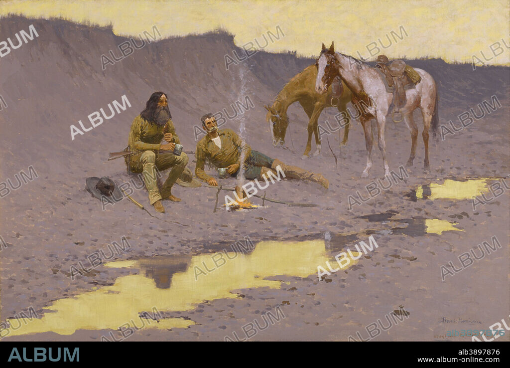 FREDERIC REMINGTON. A New Year on the Cimarron. Date/Period: 1903. Painting. Oil on canvas Oil on canvas. Height: 692.15 mm (27.25 in); Width: 1,022.35 mm (40.25 in).