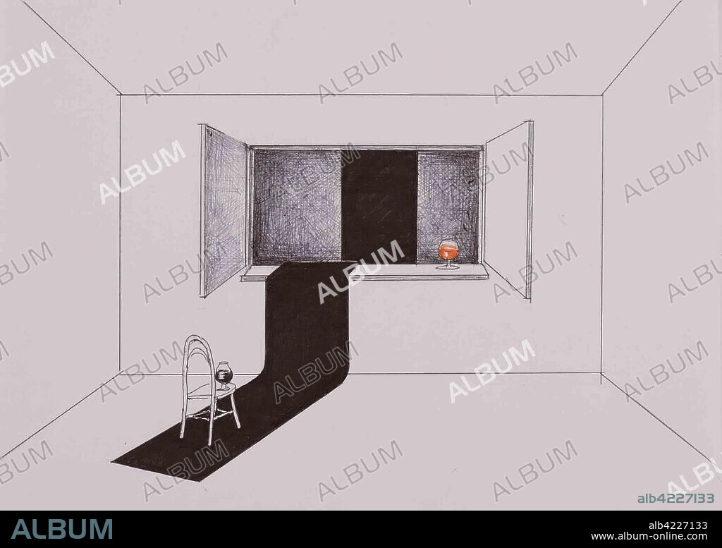DMITRY PRIGOV. 'Sketch of the Installation. From the Series with Windows'. Russia, Moscow, late 20th - early 21st century. Dimensions: 21x30 cm.