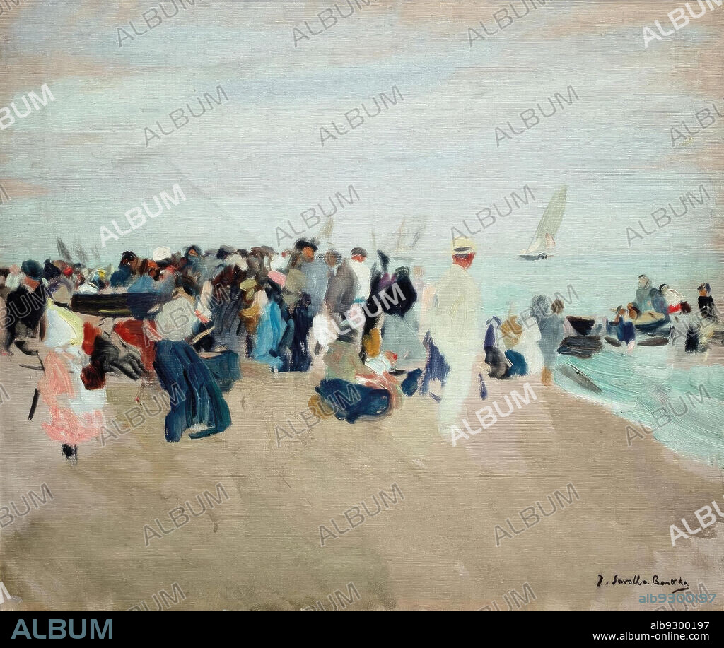 JOAQUIN SOROLLA. Joaquín Sorolla/ Esperando la pesca, 1907. Óleo sobre lienzo.