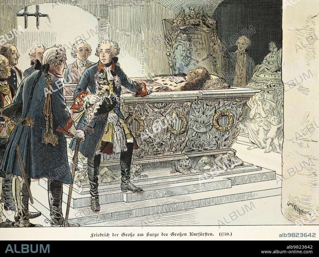 Frederick the Great at the coffin of the Great Elector 1750, History of the Hohenzollerns, Prussia