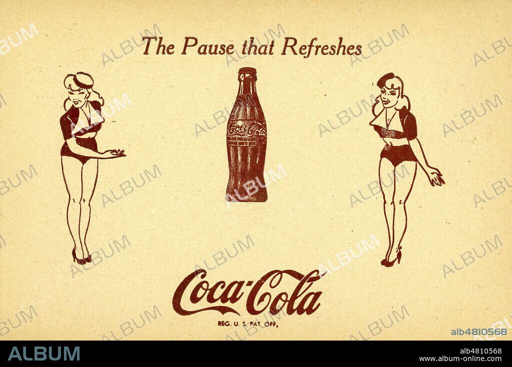 'the pause that refreshes'. Publicite COCA-COLA. Carte postale americaine vers 1930. Credit : IM/KHARBINE-TAPABOR.