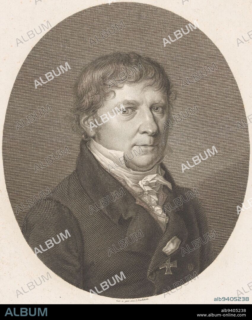 Portrait of Johann August Sack, Ludwig Buchhorn, 1816 - 1856, print maker: Ludwig Buchhorn, (mentioned on object), Ludwig Buchhorn, (mentioned on object), printer: Hampe, (mentioned on object), Berlin, 1816 - 1856, paper, engraving, h 295 mm - w 219 mm.
