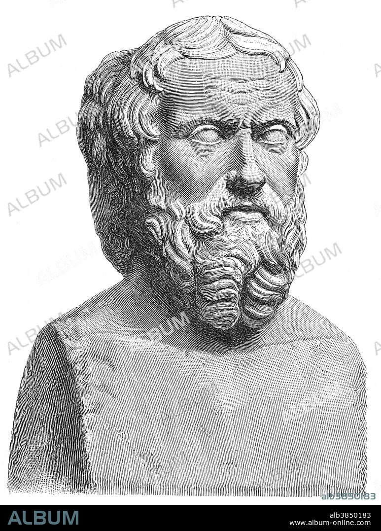 Herodotus of Halicarnassus, an ancient Greek historian, geographer and ethnographer, historical illustration.