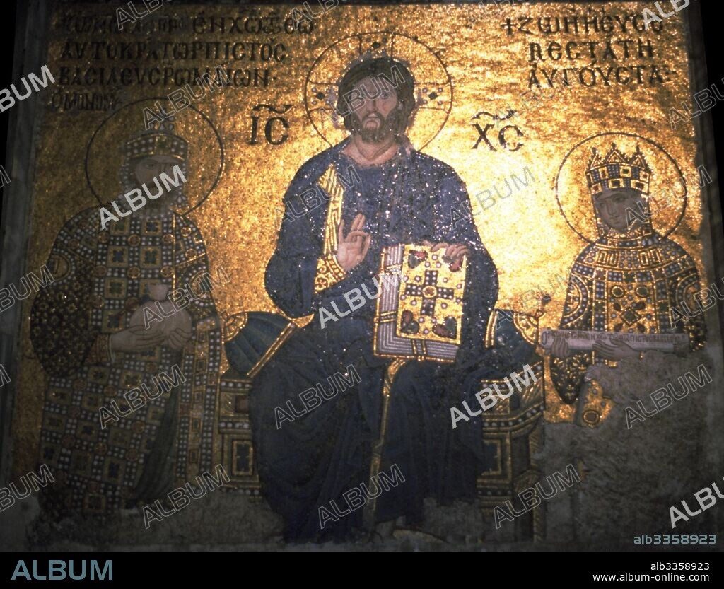BYZANTINE MASTER. Christ Pantocrator between Emperor Constantine IX Monomachus and the Empress Zoe.