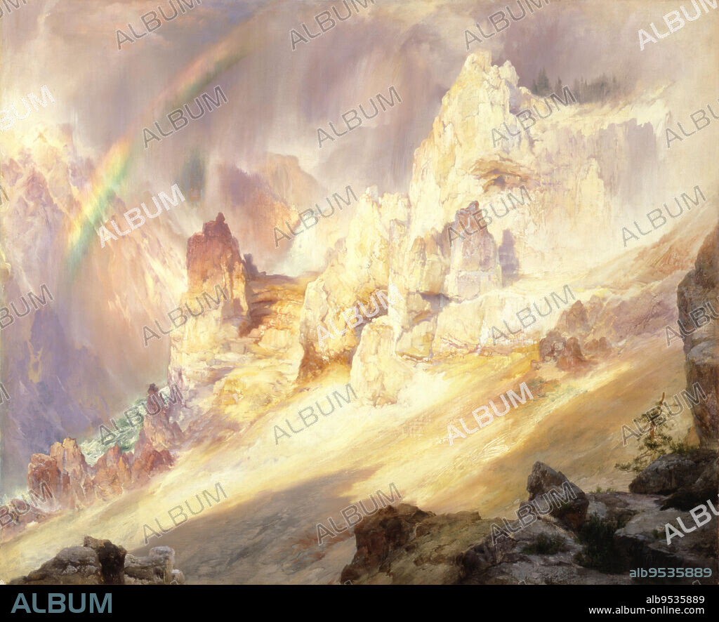 THOMAS MORAN. Rainbow over the Grand Canyon of the Yellowstone. oil on canvas. Date: 1900.