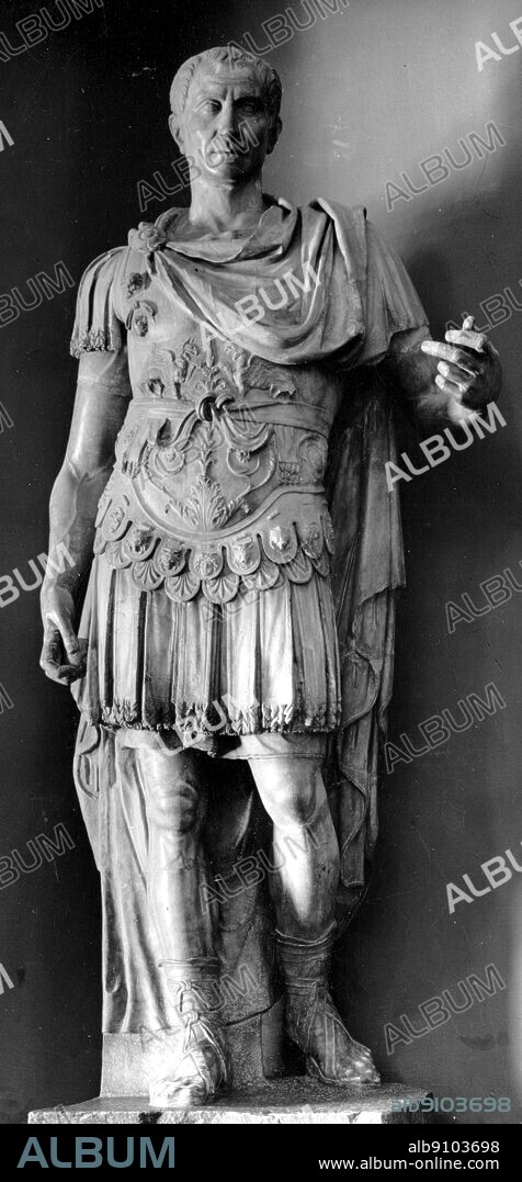 Statue of Gaius Julius Caesar, Roman ruler (100 BC-44 BC), General and statesman, who was assassinated by a group of nobles in the Senate House on the Ides of March.