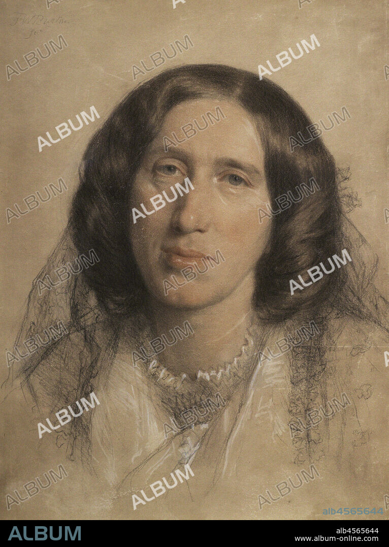 FREDERIC WILLIAM BURTON (1816-1900). IRISH PAINTER.. Mary Ann Evans (1819-1880). Known by her pseudonym George Eliot. English novelist. Portrait by Frederic William Burton (1816-1900). Chalk (51,4 x 38,1 cm), 1865. National Portrait Gallery. London, England, United Kingdom.